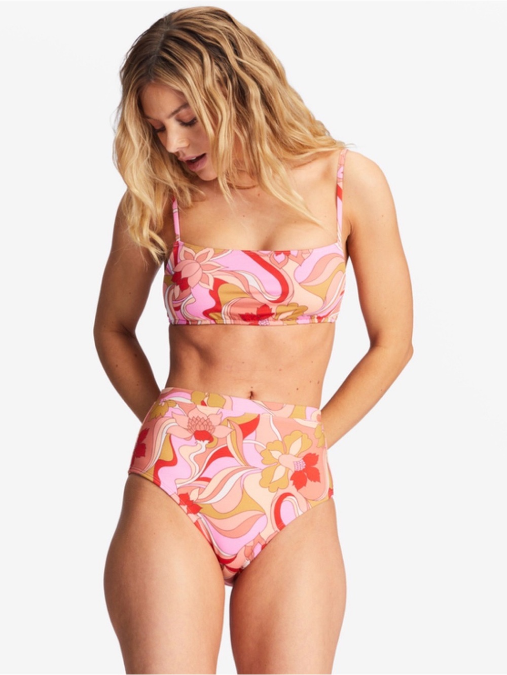 Billabong Pink Floral Retro High-Waist Bikini